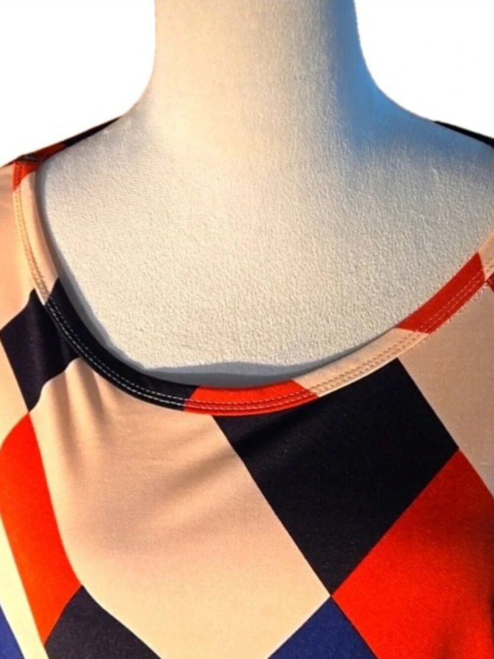 Beyond This Place 2X Colorblock Tunic Top Geometric Art Deco Print Elbow Sleeve - Picture 9 of 12